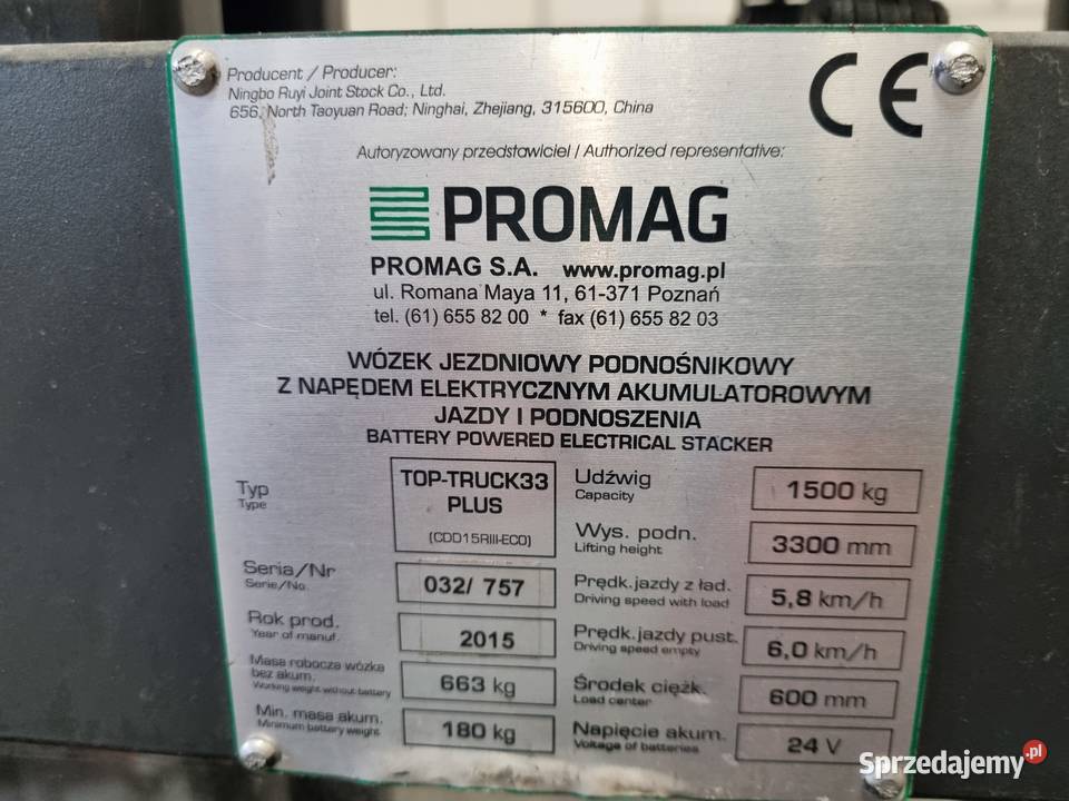Promag TopTruck 33 Plus NOWY AKUMULATOR Warszawa