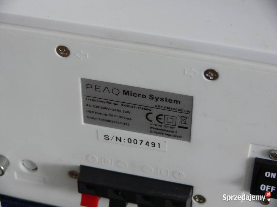 Wieża PEAQ pilot BT USB mp3 RDS AUX kolumny sprzedam