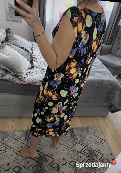 Efektowna sukienka w kwiatowy wzór długa bez Lublin sprzedam