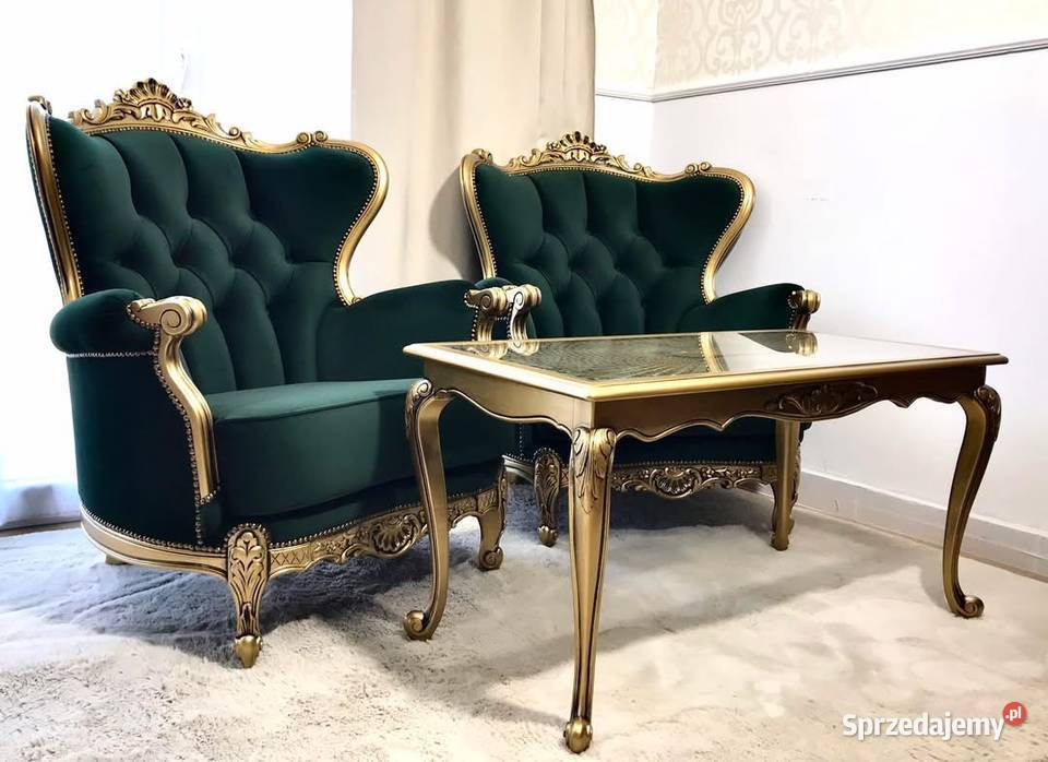 Komplet sofa fotele barok wypoczynkowy stylowy dolnośląskie
