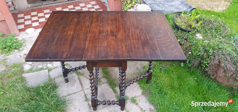 Rozkładany stół styl vintage barley twist lite Wleń