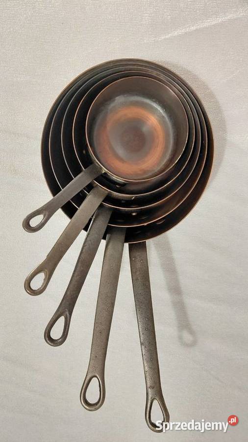 Zestaw Francuskich kutych rondli miedzianych małopolskie Krzykawa sprzedam