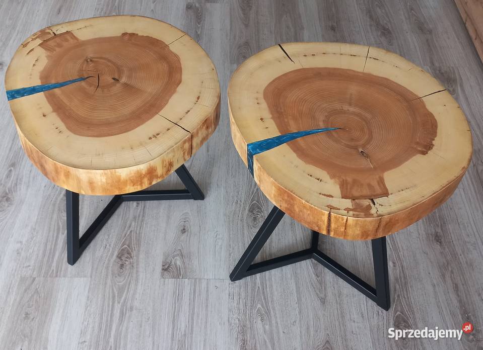 Stoliki kawowe z niebieską żywicą epoksydową Starcza