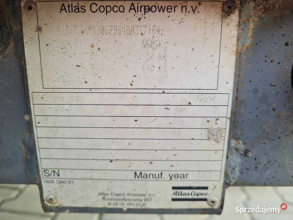 Sprężarka ATLAS COPCO młoty wąż 2013 pełny VAT Dąbrowa Tarnowska