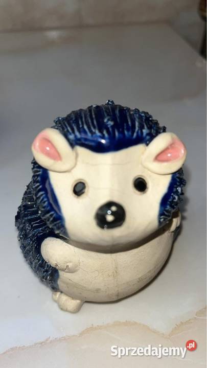 Figurka Jeża Kobaltowy Ceramiczny Bez sygnatury Gdańsk