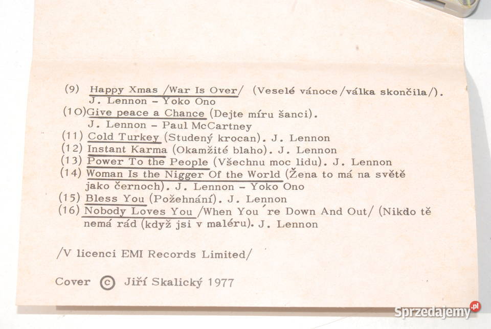Stara kaseta magnetofonowa John Lennon Emi Cieszyn