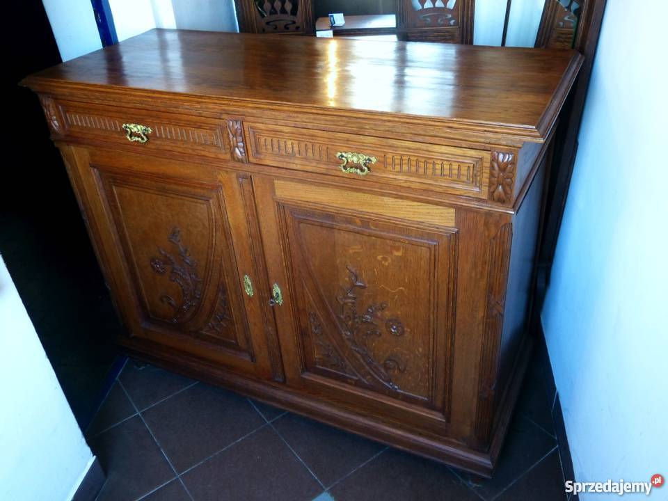 Piękna dębowa komoda secesyjnasklep Dąbrowa śląskie