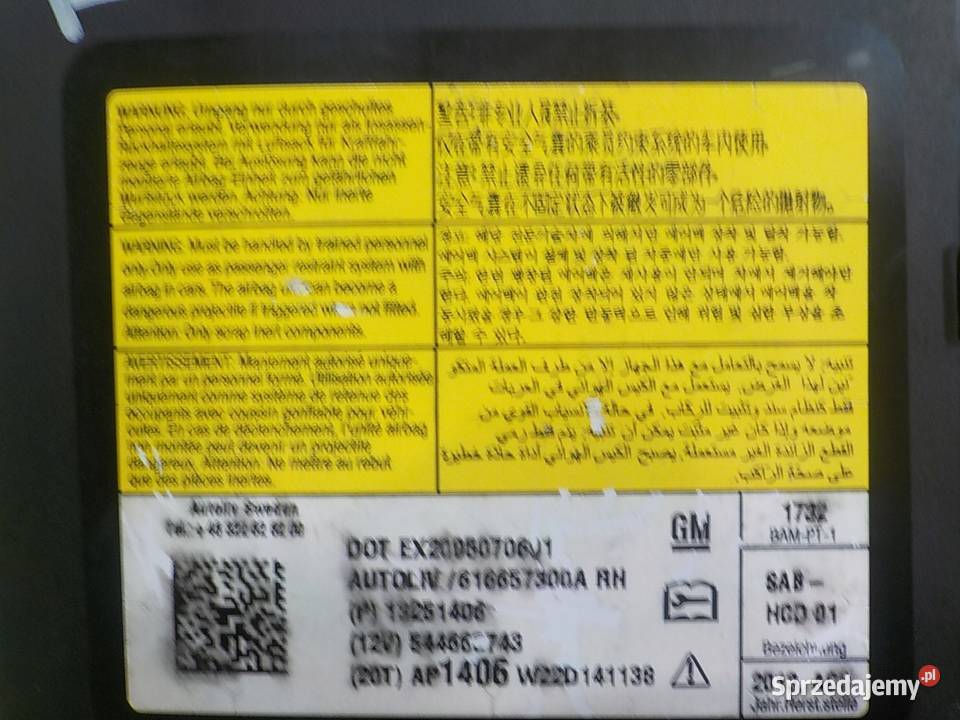 CHEVROLET ORLANDO 18 B 13r 5D AIRBAG poduszka