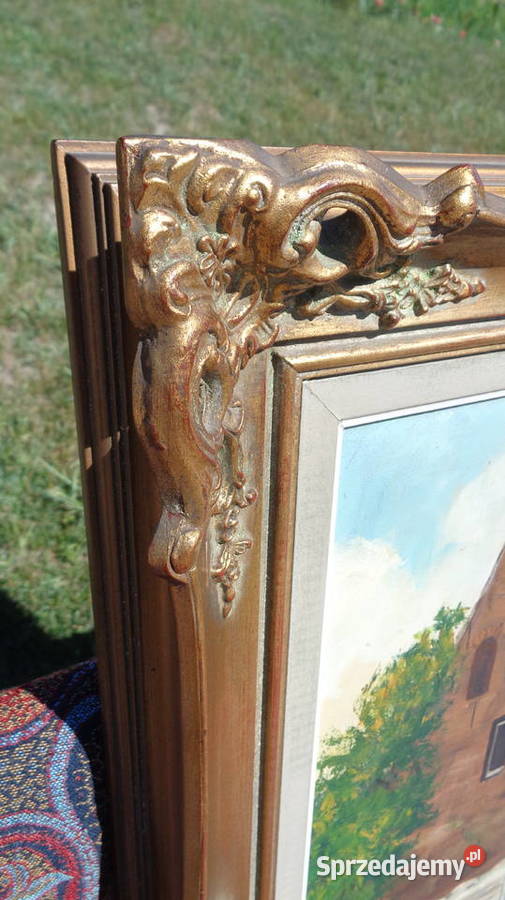 obraz olej na płótnie w pięknej ramie Mielnica Duża