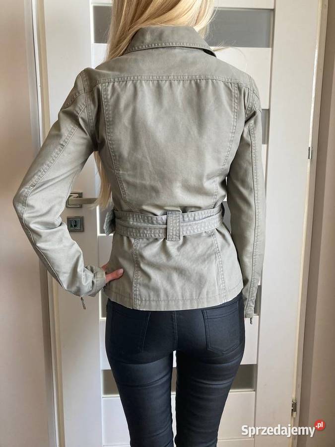 Jeansowa wiatrówka kurtka khaki Benetton unikat Nisko