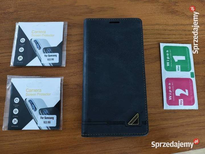 Etui skórzane Samsung S22 magnetyczne dwa szkła Zamość