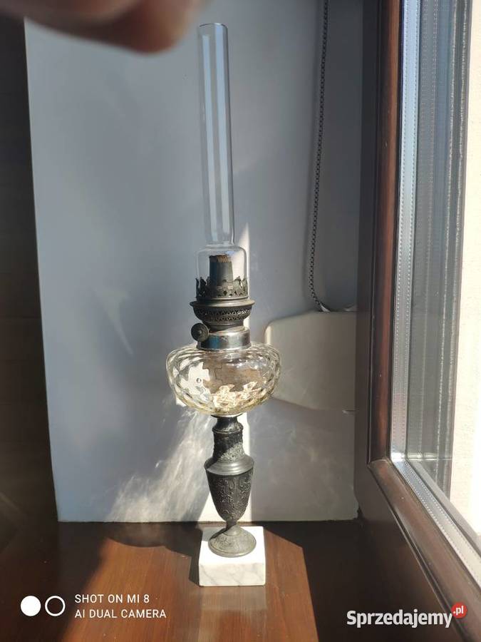 Stara francuska lampa naftowa XIX w marmur Antyki Kraków sprzedam