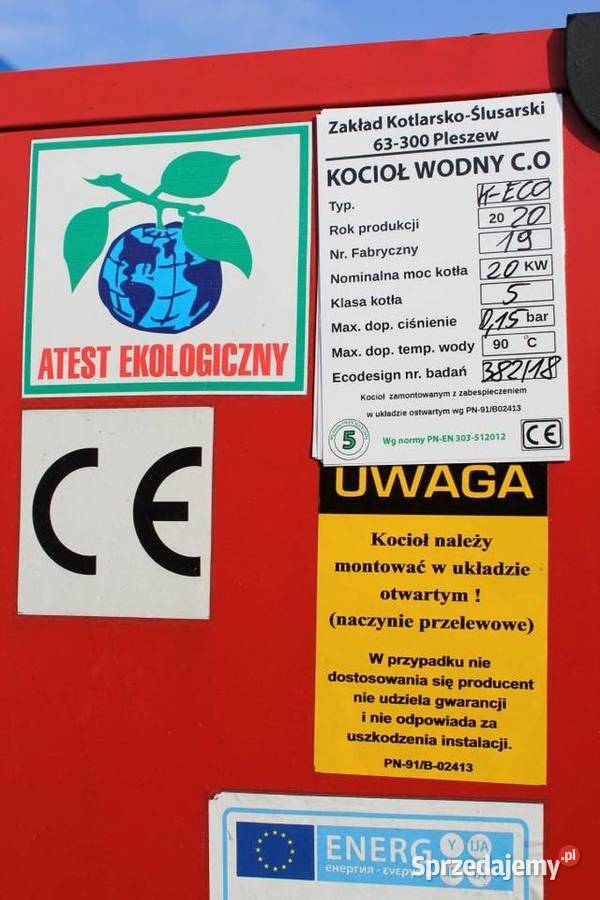 KOTŁY 20 kW do 200m2 Kocioł z PODAJNIKIEM Piec