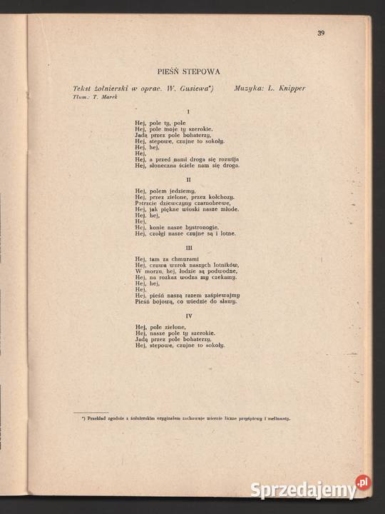 WYBÓR PIEŚNI RADZIECKICH 1951 łódzkie Łódź