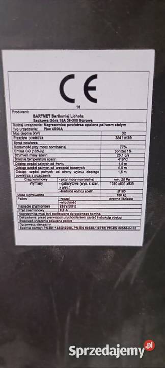 piec nadmuchowy bartmet 32kW Pozostałe