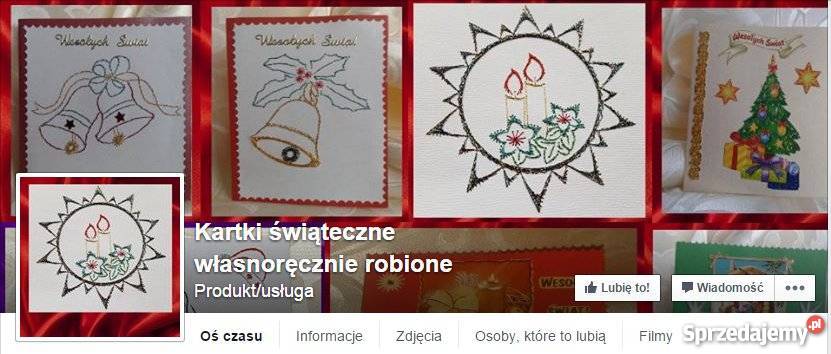 Kartki świąteczne własnoręcznie robione haft Bolesławiec