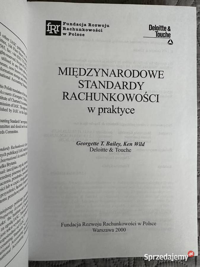 MIĘDZYNARODOWE STANDARDY RACHUNKOWOŚCI W Warszawa sprzedam