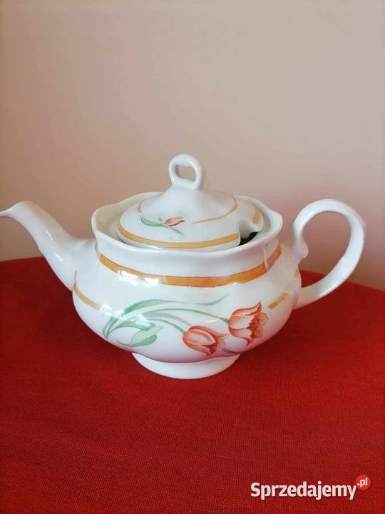 Duży Imbryk Dzbanek Porcelanowy Tulipan PRL Wałbrzych