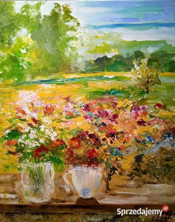 Obraz olejny Pejzaż z ogrodem Barlinek