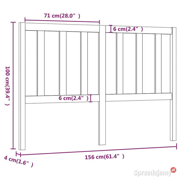 Wezgłowie łóżka brązowe 156x4x100 lite drewno mazowieckie