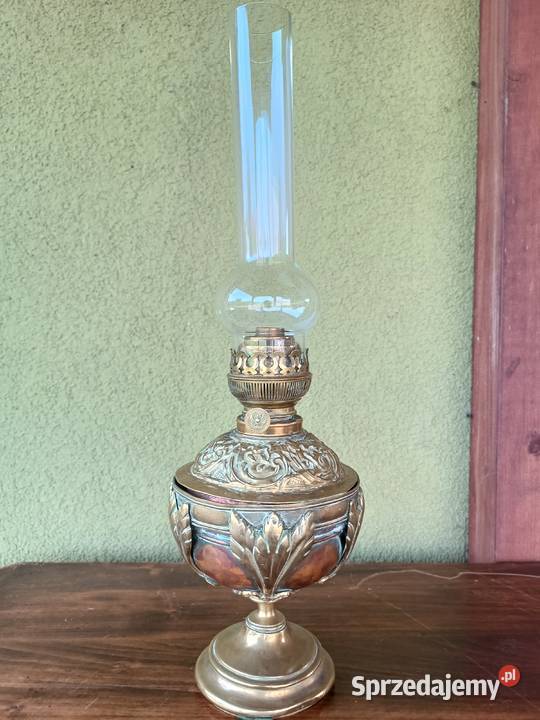 Stara mosiężna lampa naftowa Francja Budzyń