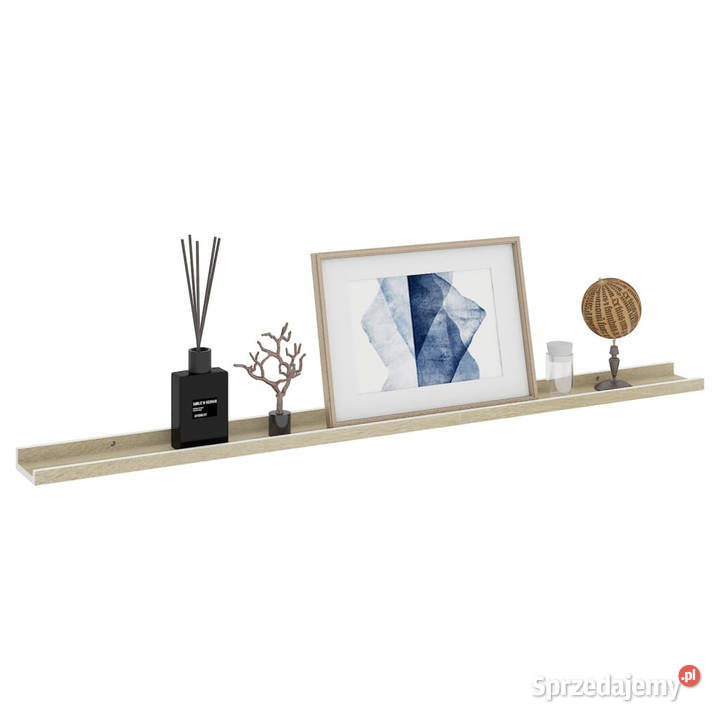 Półki ścienne 2 biel i dąb sonoma 115x9x3 mazowieckie Warszawa
