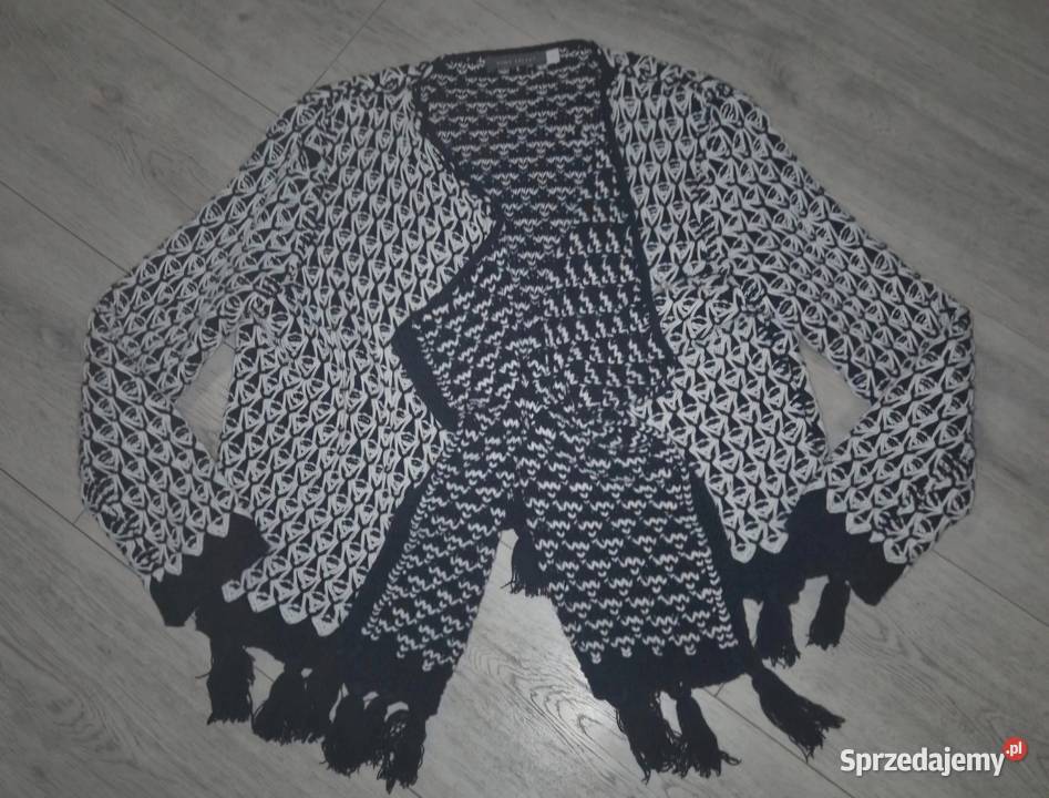 Sweter damski cardigan narzutka czerń i biel