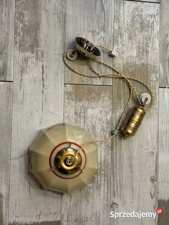 Orginalna stara lampa wisząca z przeciwwagą i śląskie