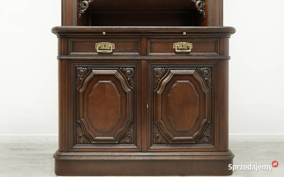 Secesyjny dębowy kredens z końca XIX w renowacji Meble wielkopolskie Jerka