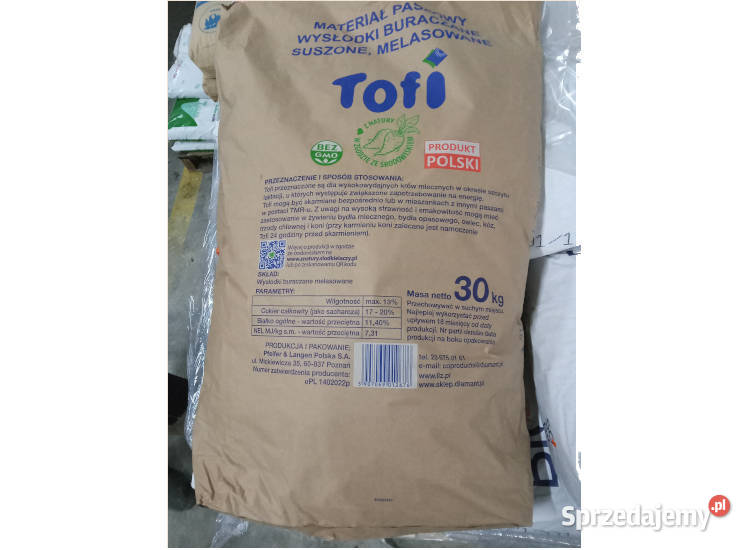 Melasowane Wysłodki Tofi 30 paleta 33 worki 990 Trzemeszno