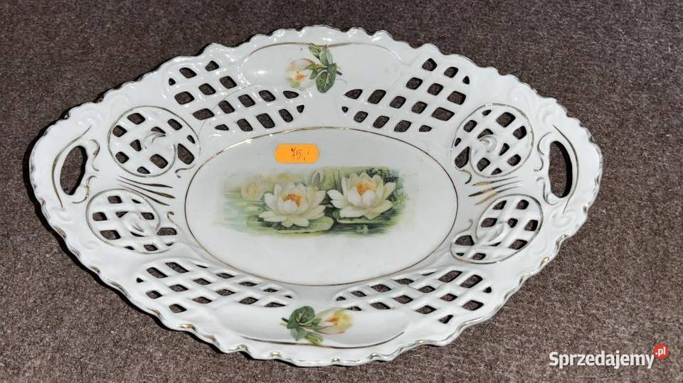 Talerzyk z ażurem Nenufary Biała porcelana Gdańsk