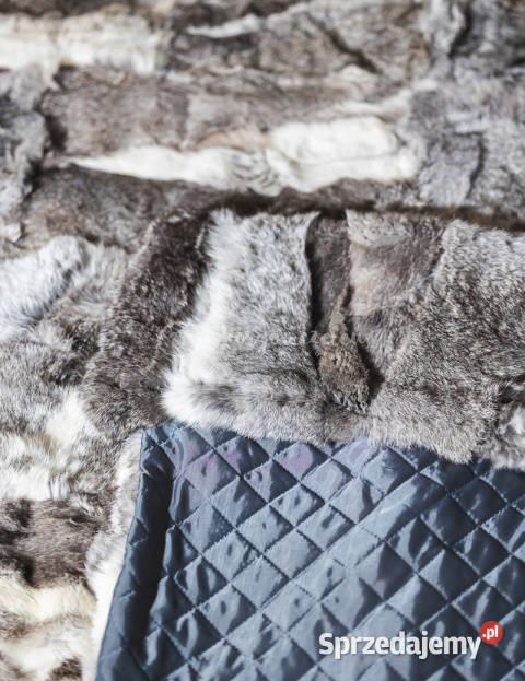 Narzuta dekoracyjna futro szare z królika Szaflary