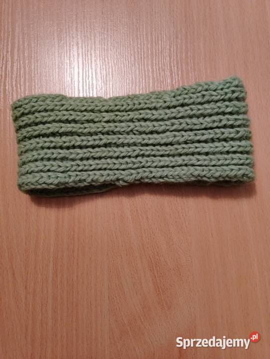 Ciepła szeroka OPASKA na głowę wełniana na zimę Złotniki