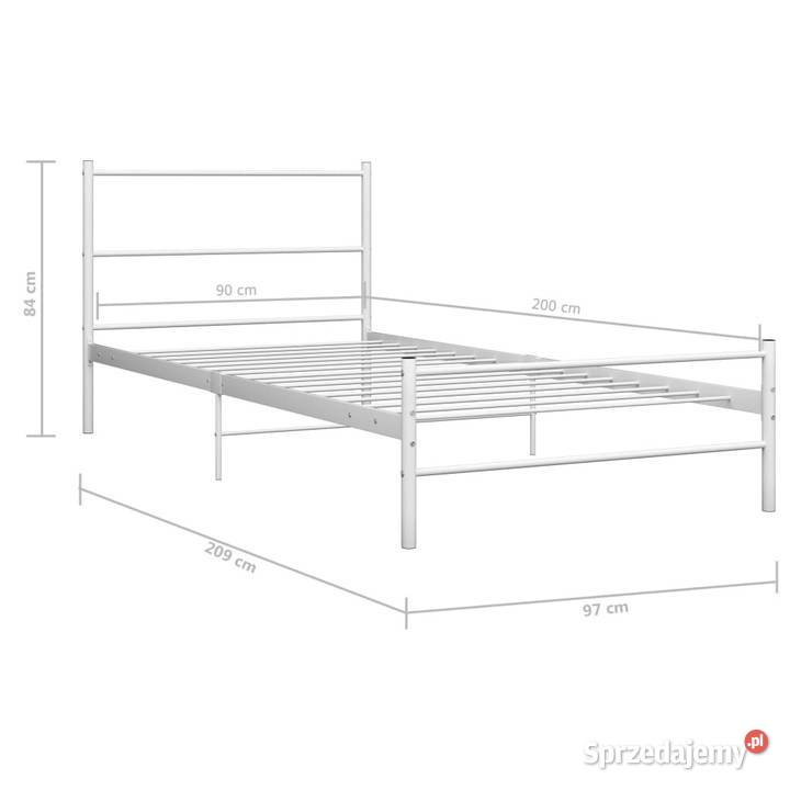 Łóżko Metalowe Białe Rama Łóżka Ze Stelażem 97cm sprzedam