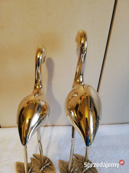 Para Flamingów mosiądz rękodzieło lata 60te Dąbrowa Górnicza