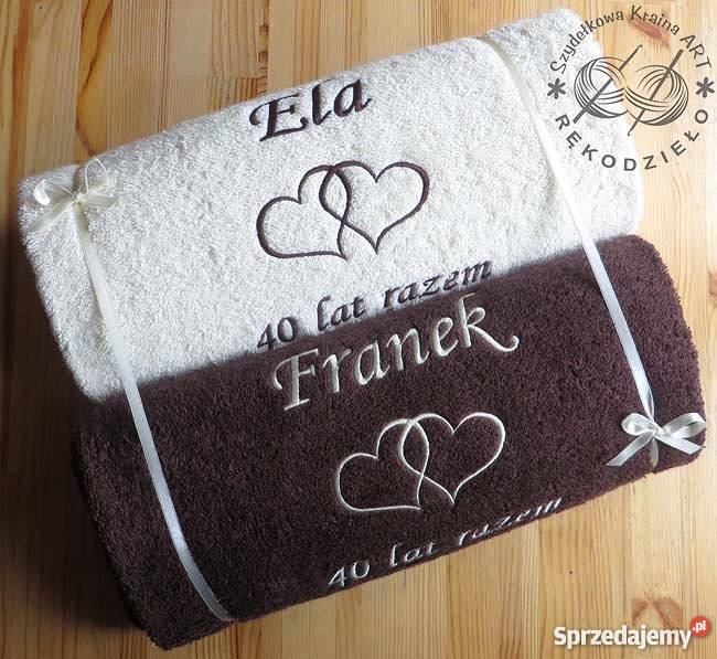DUŻY ręcznik z HAFTEM prezent na ŚLUB ROCZNICĘ kujawsko-pomorskie Toruń