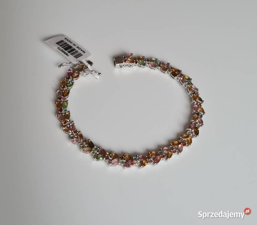 Srebra bransoletka z turmalinami kolorowymi srebro mazowieckie Otwock