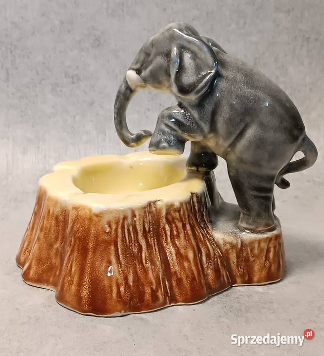 DITMAR URBACH Patera ze słoniem Słoń Porcelana i szkło Dobrzany