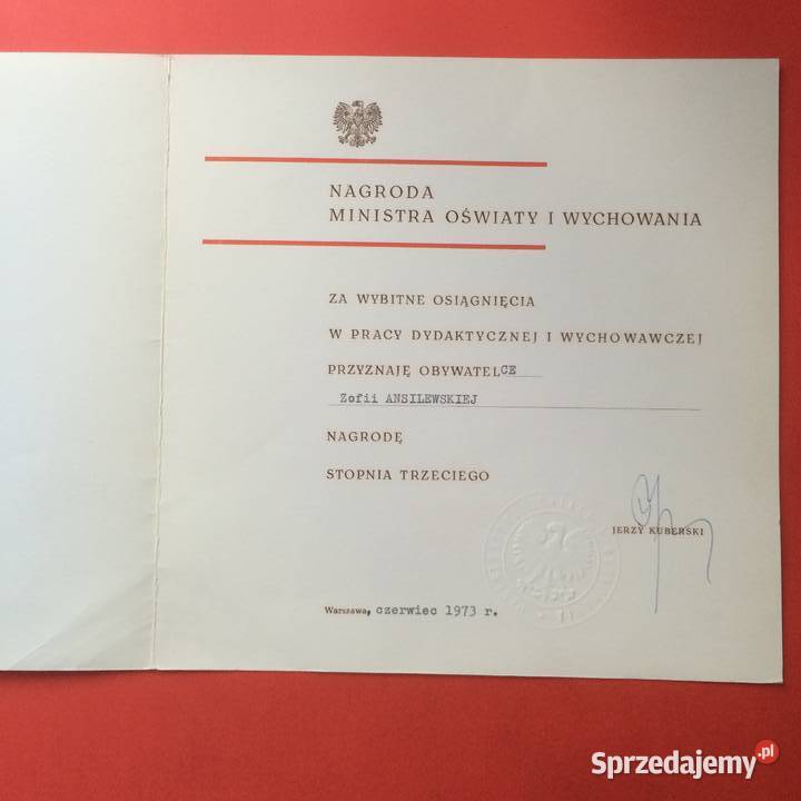 1835 Przyznanie Nagrody Stopnia Trzeciego Szczecin