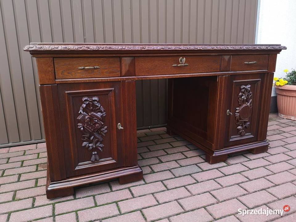 Biurko Dębowe Rozbieralne Jednostronne Stare Meble wielkopolskie