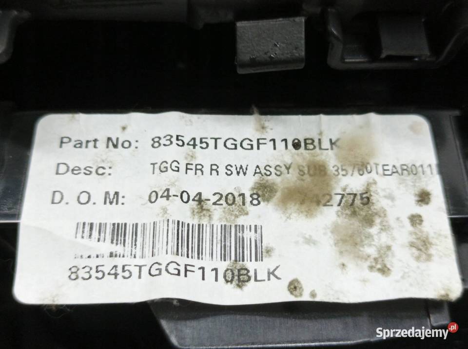 TAPICERKA BOCZEK PRAWY PRZÓD PASAŻERA 5D Honda świętokrzyskie sprzedam