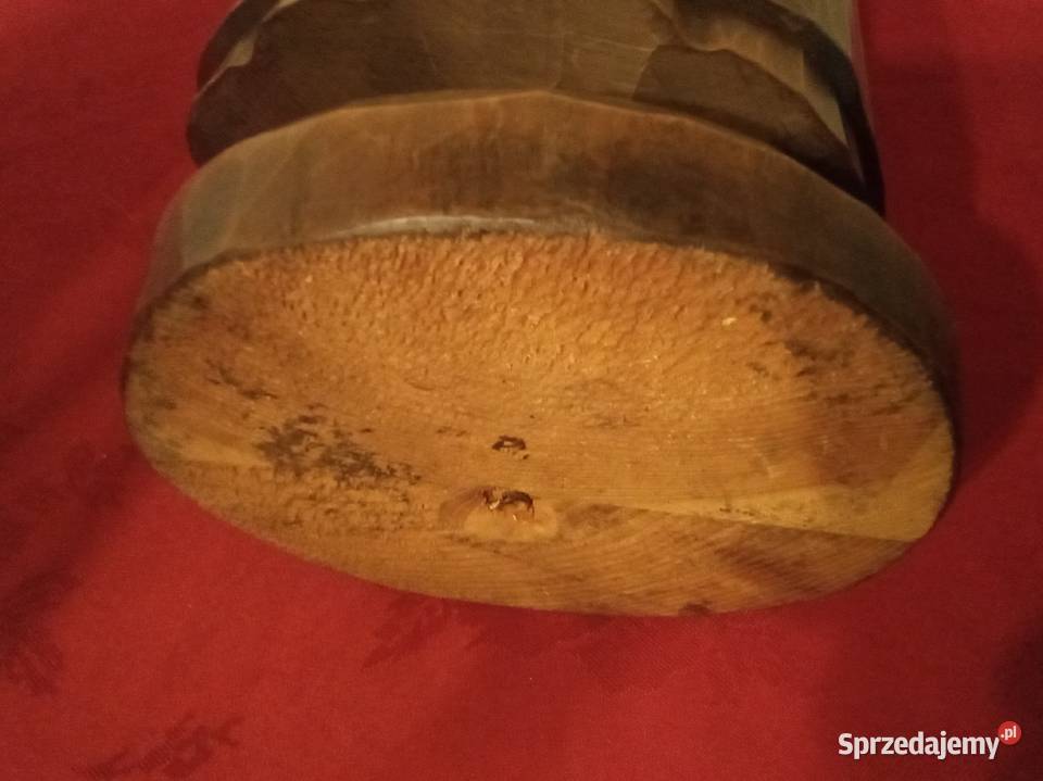 Wielka rzeźba z drewna mnich z kuflem i rzepą Figurki i rzeźby sprzedam