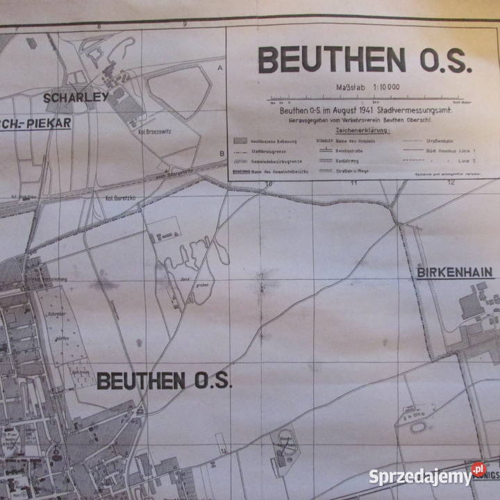 STARA MAPA BEUTHEN przedruk Bytom