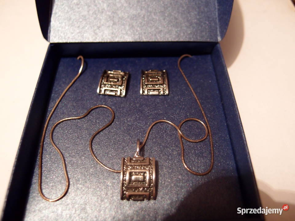 platerowana biżuteria damska zestaw kolczyki i łódzkie