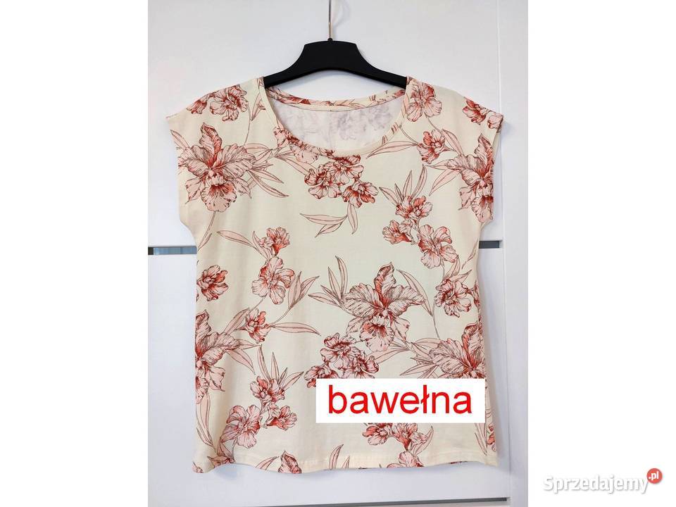 Bluzka tshirt beżowy kwiaty S 36 bawełna Orsay Warszawa
