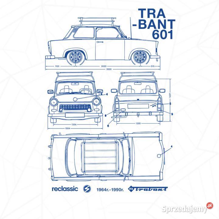 Koszulka Trabant 601 blue print Odzież codzienna Mińsk Mazowiecki