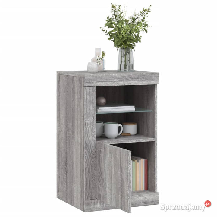 Szafka boczna z LED szary dąb sonoma materiał Warszawa