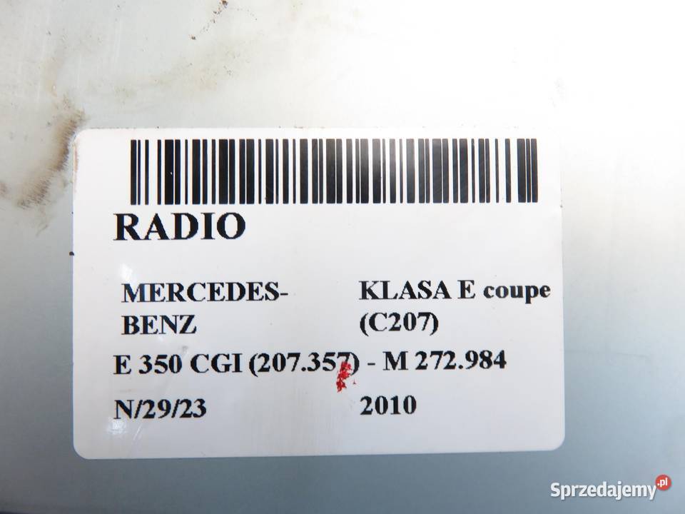 RADIO MERCEDES E coupe C207 2129008309 małopolskie sprzedam