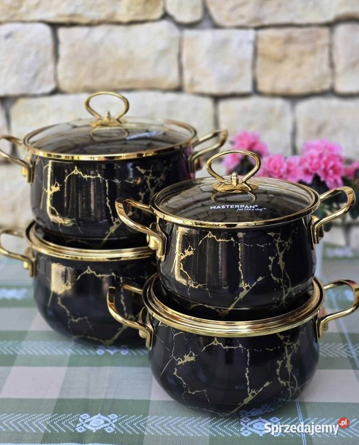 229 Garnki emalia czarny marmur MASTERPAN Zabrze