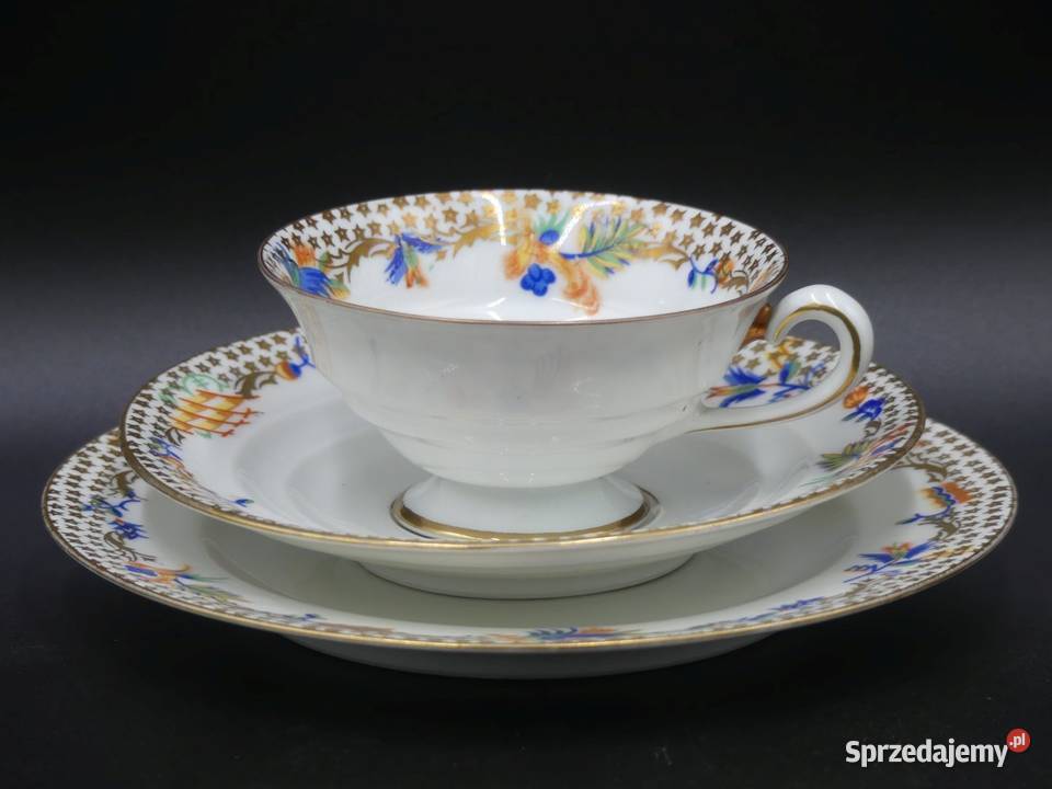 Urokliwe trio Tułowice Tillowitz 1928 45 piękne Porcelana i szkło Poznań